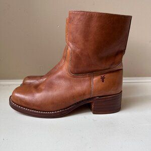 Frye Boots Mens 10.5 Campus Short Brown Leather Square Toe USA Made Mint